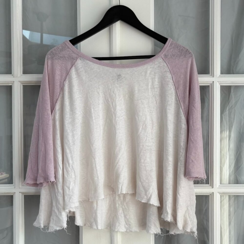 BDG Round Neck 3/4 Sleeve Crop Baseball T-Shirt